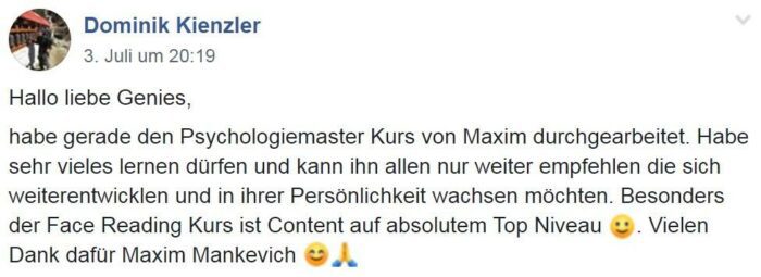 Berufung Master von Maxim Mankevich Ergebnisse erfahrungen Testimonials Schülerberichte kundenstimmen