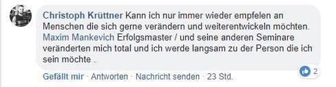 Berufung Master von Maxim Mankevich Ergebnisse erfahrungen Testimonials Schülerberichte kundenstimmen