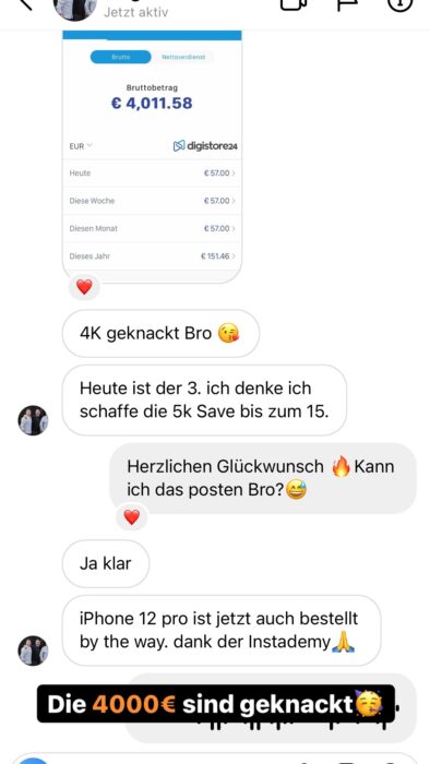 Instademy - Instagram Academy Ergebnisse erfahrungen Testimonials Schülerberichte kundenstimmen