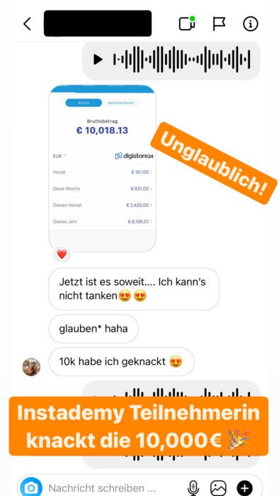 Instademy - Instagram Academy Ergebnisse erfahrungen Testimonials Schülerberichte kundenstimmen