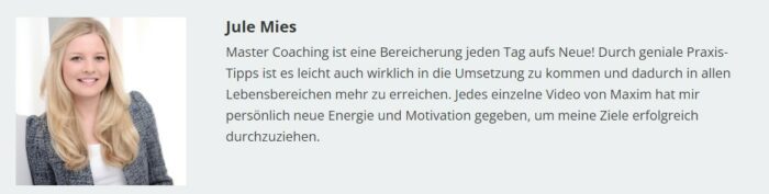 Mastercoaching von Maxim Mankevich Ergebnisse erfahrungen Testimonials Schülerberichte kundenstimmen