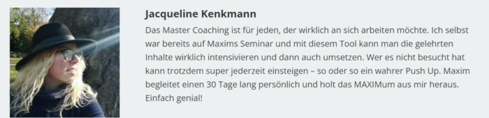 Mastercoaching von Maxim Mankevich Ergebnisse erfahrungen Testimonials Schülerberichte kundenstimmen